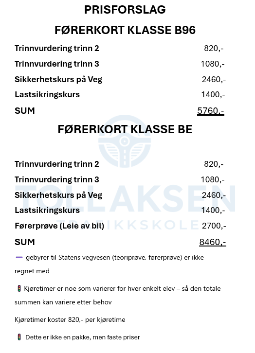 Prisforslag b96 og be